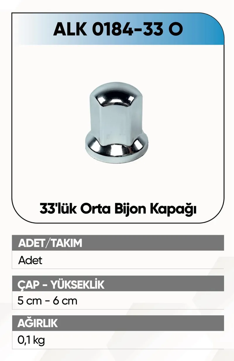 ALKOTEK BİJON KAPAĞI NİKELAJ UZUN 33 BİJON