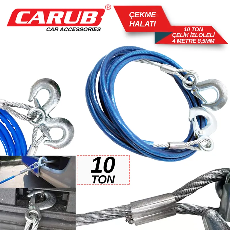 CARUB ÇEKME HALATI 10 TON ÇELİK İZOLELİ 4 MT