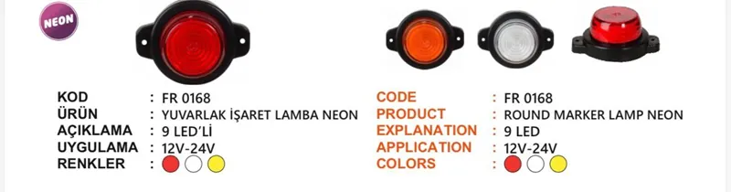 FR YUVARLAK İŞARET LAMBA NEON KIRMIZI