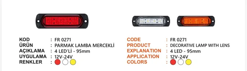 FR PARMAK LAMBA 4 LEDLİ MERCEKLİ CAM SARI