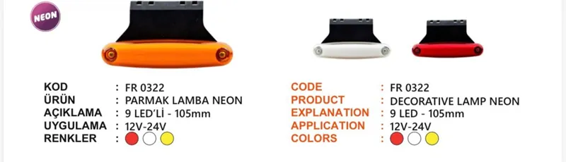 FR NEON PARMAK LAMBA BRAKETLİ BEYAZ