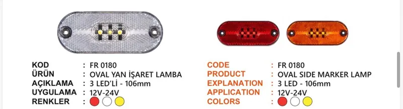 FR OVAL LAMBA 3 LEDLİ BRAKETSİZ BEYAZ