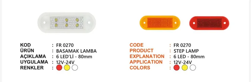 FR BASAMAK LAMBASI 6 LEDLİ KIRMIZI 12-24 VOLT