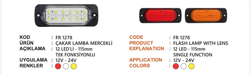 FR ÇAKAR LAMBA 12 LEDLİ MERCEKLİ CAM BEYAZ
