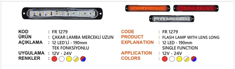 FR ÇAKAR LAMBA 12 LEDLİ UZUN KIRMIZI