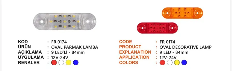 FR OVAL PARMAK LAMBA 9 LEDLİ SARI