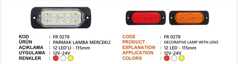 FR PARMAK LAMBA MERCEKLİ 12 LEDLİ BEYAZ