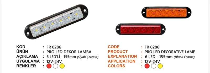 FR PRO LED DEKOR LAMBA SİYAH ÇERÇEVELİ SARI