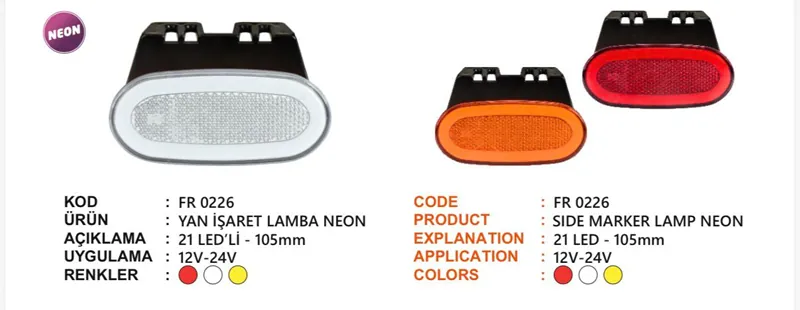FR YAN İŞARET LAMBA NEON 21 LEDLİ BAREKETLİ SARI