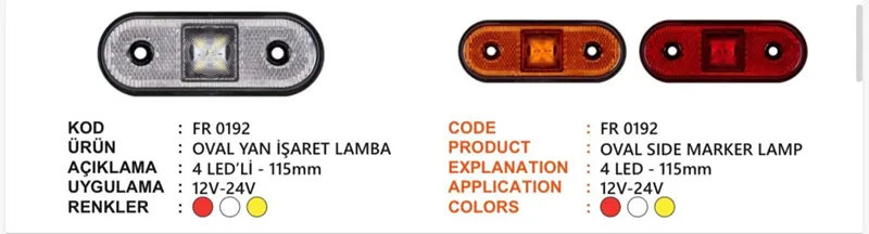 FR OVAL YAN İŞARET LAMBA 4 LEDLİ BEYAZ