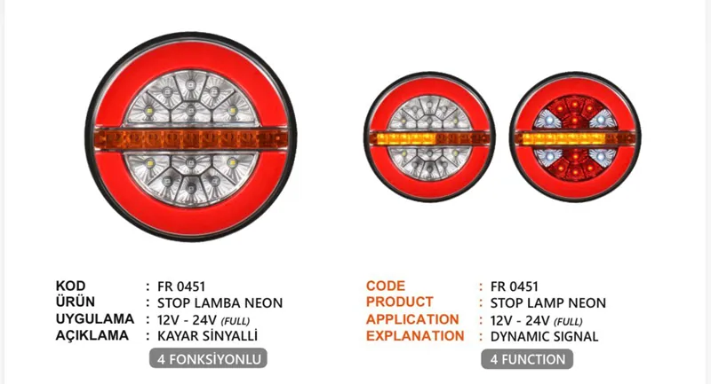 FR STOP LAMBA NEON 4 FONKSİYONLU KAYAR SİNYALLİ