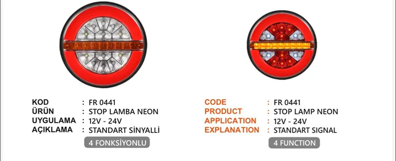 FR STOP LAMBA 4 FONKSİYONLU NORMAL SİNYALLİ