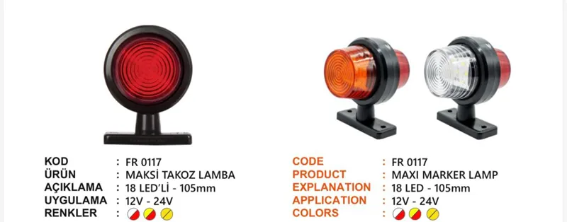 FR TAKOZ LAMBA 18 LEDLİ MAKSİ SARI KIRMIZI