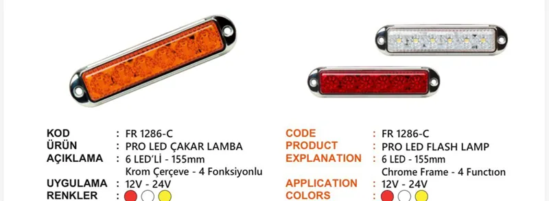 FR PRO LED ÇAKAR LAMBA KROM ÇERÇEVELİ KIRMIZ